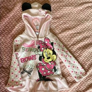Minnie Mouse zip up hoodie with ears and bow!